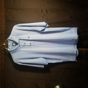 Footjoy‎ Polo Shirt Mens Med Blue White Striped Princeville Golf EUC